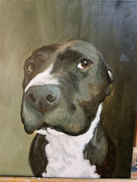 My First Dog Portrait Oil On Canvas Rpainting