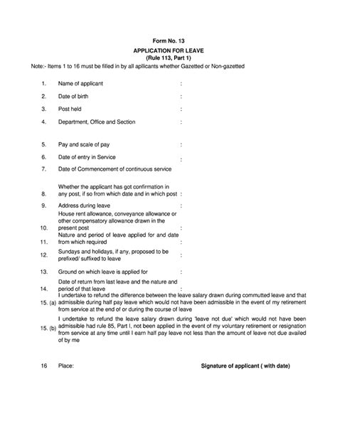 Candidates who have graduation degree can submit the afcat application form. Leave Application Form 13 Editable - Fill Online ...