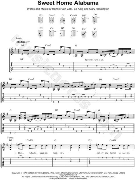 That concludes my list of the best guitar solos for beginner and intermediate guitar players. Print and download Lynyrd Skynyrd Sweet Home Alabama Easy Guitar TAB. Includes Easy Guitar TAB ...