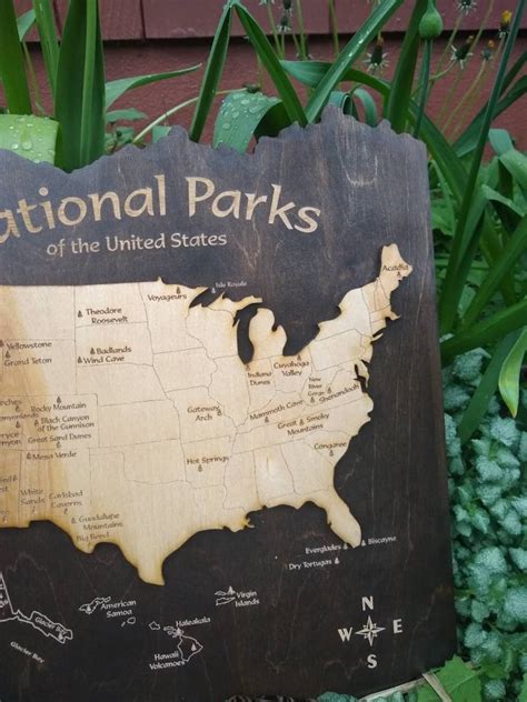 National Parks Of The Us Wood Map Etsy