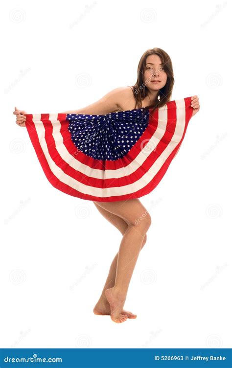 Attractive Female American Patriot With Flag Stock Image Image Of Banner Fourth