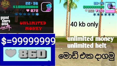 Gta Vice City Full Money And Unlimited Helt Mod Android Sinhala Youtube