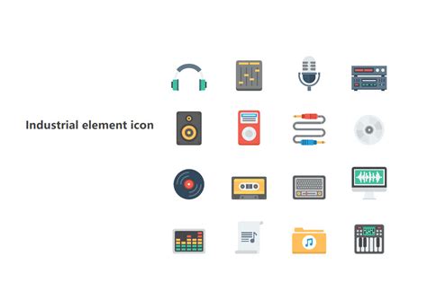 Music Elements Vector Icons PPT Headphones Tuners Microphones
