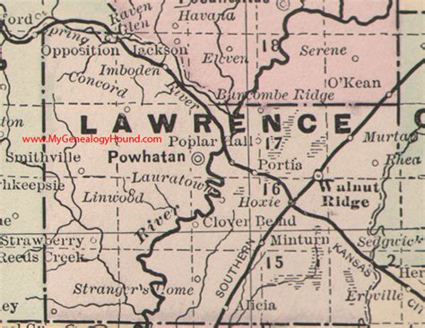 Lawrence County Arkansas 1889 Map