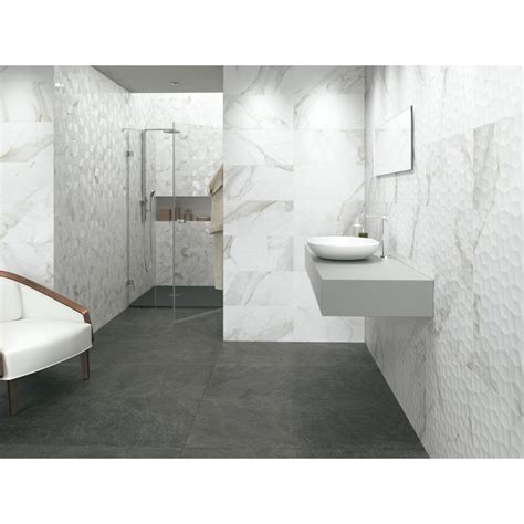 12x24 Adella Calacatta Satin Matte Finish White Ceramic Wall Tile