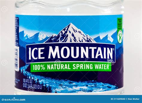 Ice Mountain Bottled Water Close Up And Trademark Logo Editorial Image