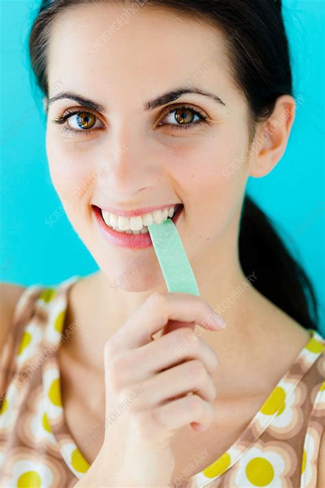 Woman With Chewing Gum Stock Image C0331542 Science Photo Library