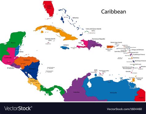 Caribbean Map Royalty Free Vector Image Vectorstock