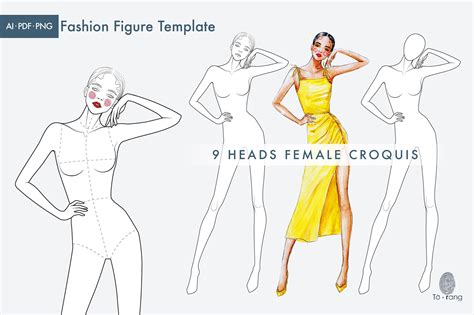 Female Fashion Croquis Template Runway Pose Ar