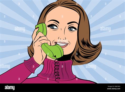 pop art retro woman in comics style talking on the phone stock vector image and art alamy