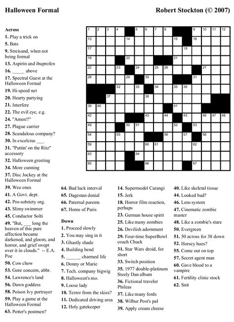 Usa today crossword puzzles hard halloween crossword puzzlecrosswords. Medium Difficulty Printable Crossword Puzzles | Printable Crossword Puzzles