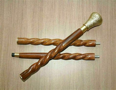 Brass Handle 37 Sticks In Natural Wood Elegant Etsy