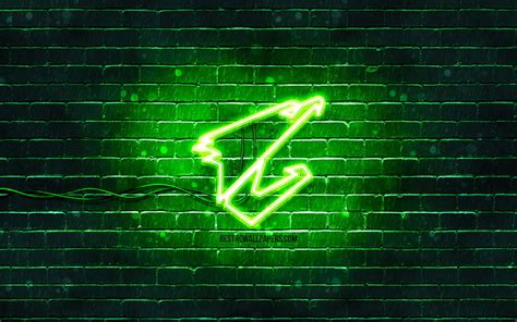 Aorus Green Logo Green Brickwall Aorus Logo Brands Aorus Gigabyte