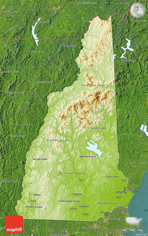 Physical Map Of New Hampshire Ezilon Maps