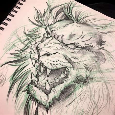 Instagram Miketattoo Lion Sketch Toronto Tattoos Red9ine Tattoos