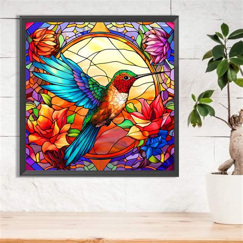 5d Diy Full Round Drill Diamond Painting Stained Glass Animal Kit Home