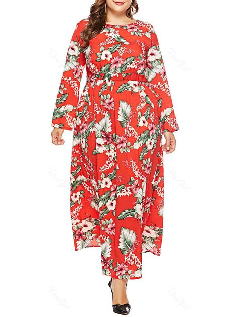 55 Off Plus Size Tropical Leaf Maxi Dress Rosegal