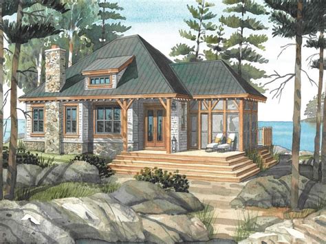 This Is An Artists Rendering Of A House In The Woods By The Water