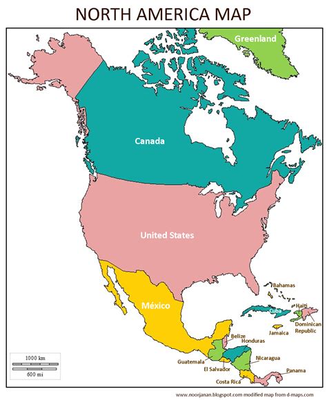 How many countries are in north america. Noor Janan Homeschool: North America