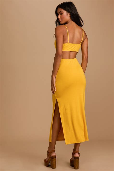 Mustard Yellow Maxi Dress Casual Maxi Dress Knit Maxi Dress Lulus