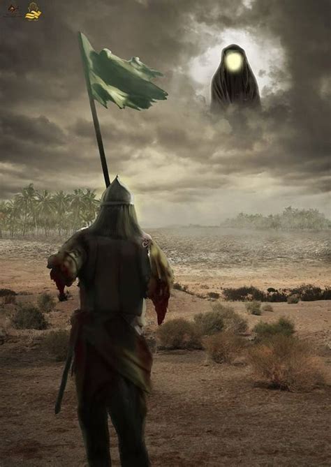 A Man Holding A Green Flag Standing In The Middle Of A Desert Under A