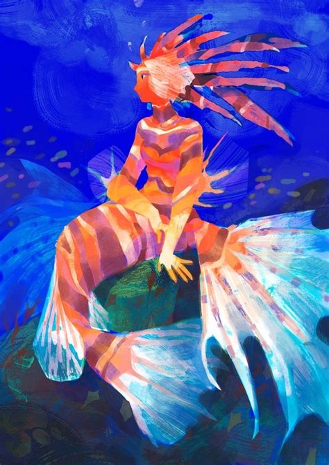 Lionfish Mermaid An Art Print By Caitlin Soliman Lion Fish Mermaid