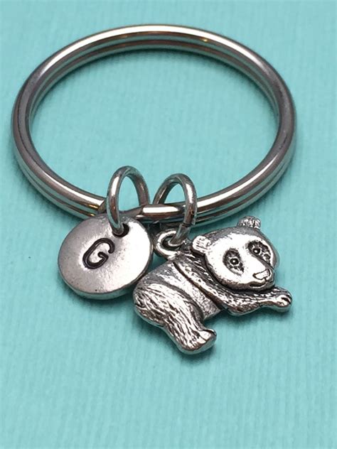 Panda Bear Keychain Animal Keychain Personalized Keychain Etsy