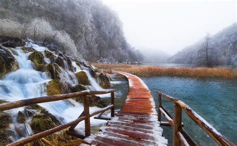 Frost Plitvice National Park Long Exposure Winter Croatia Nature