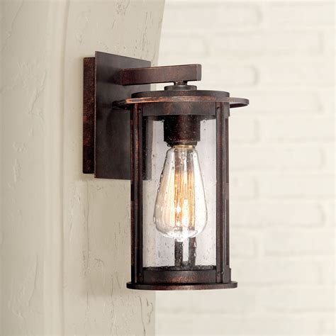 Franklin Iron Works Vintage Industrial Outdoor Wall Light Fixture Bronze Lantern 10 1 2 Seeded