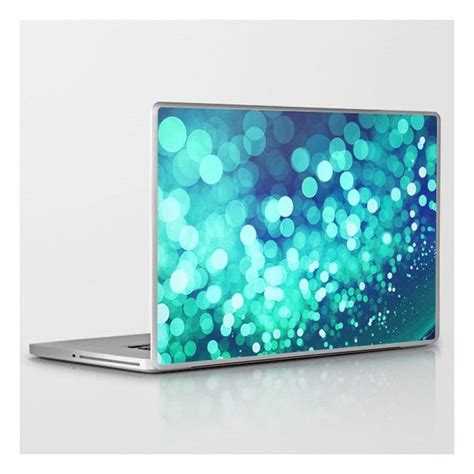 Aqua Blue Glitter Wave Laptop Ipad Skin 30 Liked On Polyvore