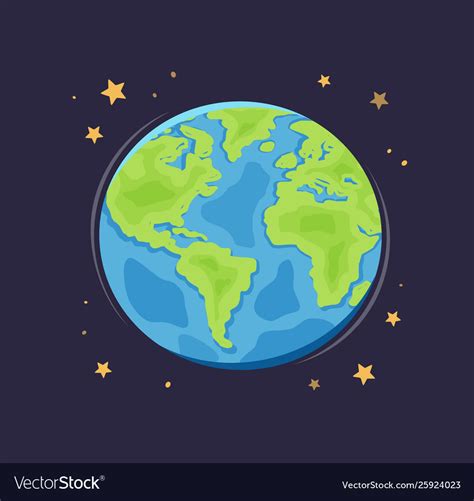 World Planet Earth In Space Globe Cartoon Vector Image