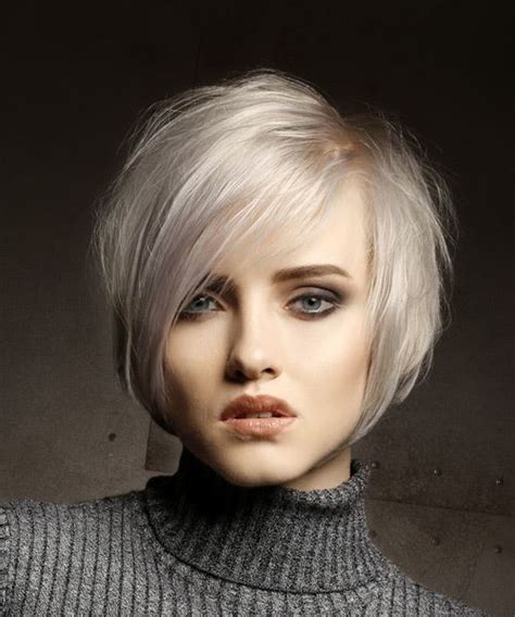 Short Straight Casual Shag Hairstyle With Side Swept Bangs