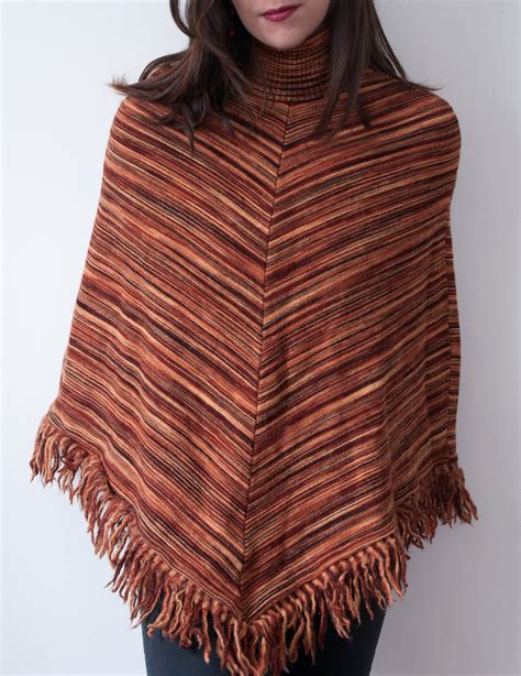 1970s Striped Knit Shawl With Tassels Vintage Etsy Canada
