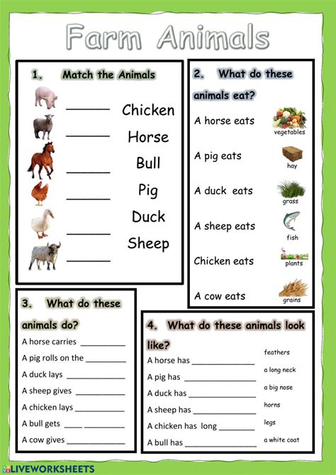 Farm Animals English As A Second Language Esl Online Exercise By