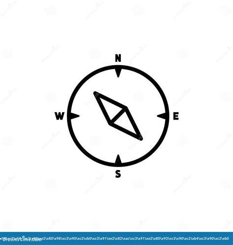 Icono Plano De Brújula Con Indicación Norte Sur Este Y Oeste Stock De
