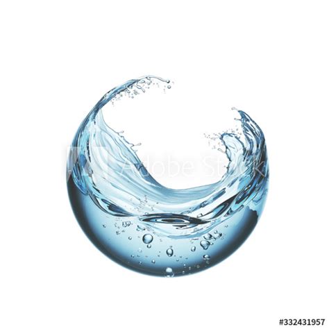 Water Liquid Splash In Sphere Shape Isolated On White Background 3d