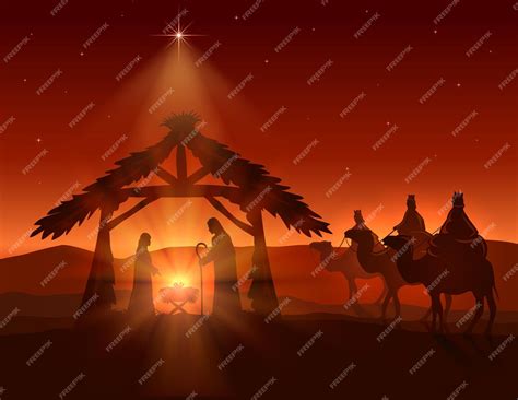 Fondo De Navidad Cristiana Nacimiento De Jesús Estrella Brillante Y