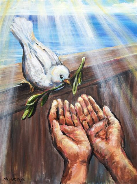 Noahs Ark Hands With White Dove And Olive Branch Original Etsy