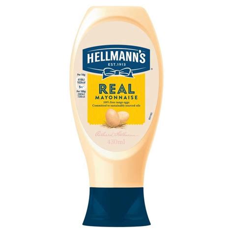 hellmanns real mayonnaise squeeze bottle 430ml approved food