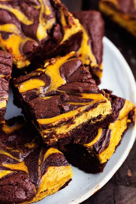 The bottom layer is a fudgy brownie; Pumpkin Cheesecake Brownies | The Recipe Critic