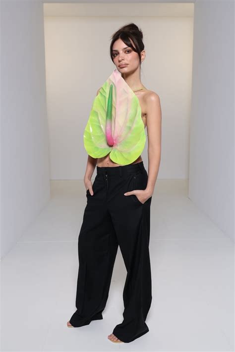 Emily Ratajkowski Wears A Leaf Shirt To Paris Fashion Week Popsugar