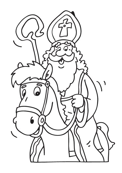 Kleurplaat Sinterklaas Op Zijn Paard