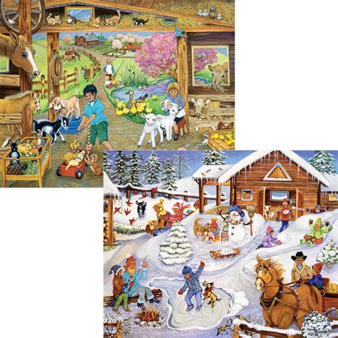 Fun On The Farm 4 In 1 Multipack 1000 Piece Puzzle Set At Bits And Pieces