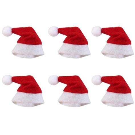 6pcsset Mini Christmas Hat Santa Claus Hat Xmas Lollipop Hat Mini