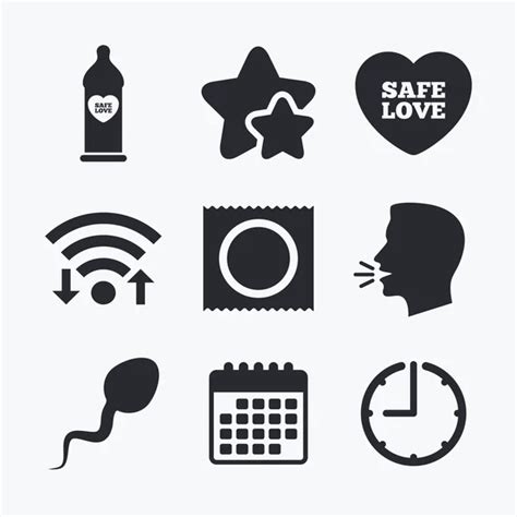 Safe Sex Love Icons Condom In Package Symbols Stock Vector Image By ©blankstock 117415734
