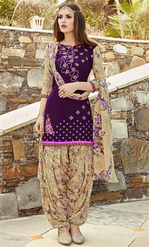 Fashionnow Purple Cotton Patiala Salwar Kameez Pakistani Dress Design