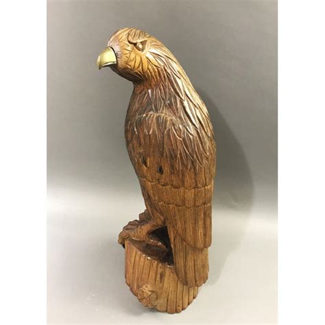Sculpture Eagle Carved Wood Figurine 20th Century George Glazer