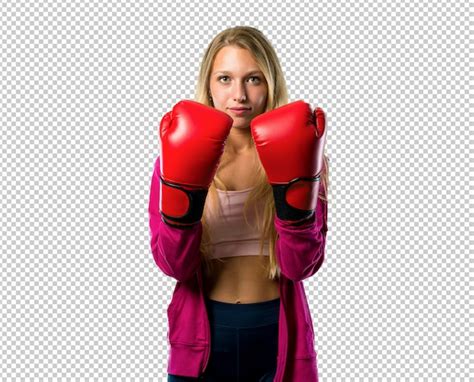 Premium Psd Pretty Sport Woman With Boxing Gloves