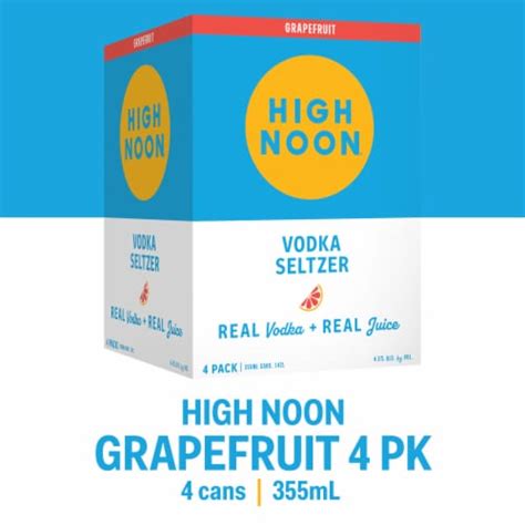 High Noon Grapefruit Vodka Hard Seltzer 4 Cans 355 Ml King Soopers