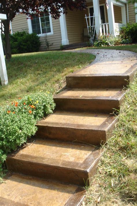 Stained Concrete Steps And Walkway Concrete Front Steps